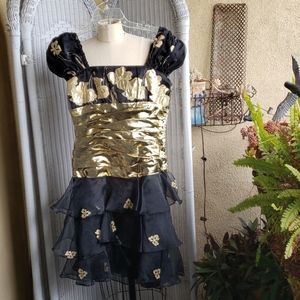 Halston gold foil dress